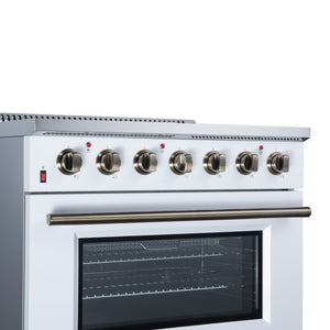 Forno Galiano 36-Inch Electric Range FFSEL6083-36 – White – Electric Range FFSEL6083 36WHT Control Panel Left Angle 2026 07 22