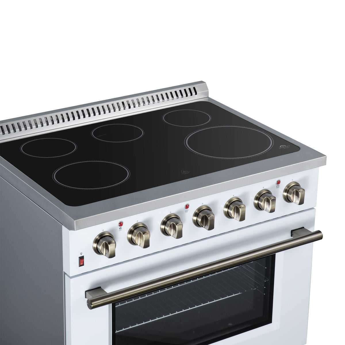 Forno Galiano 36-Inch Electric Range FFSEL6083-36 – White – Electric Range FFSEL6083 36WHT Cooktop Left Angle 2026 07 22