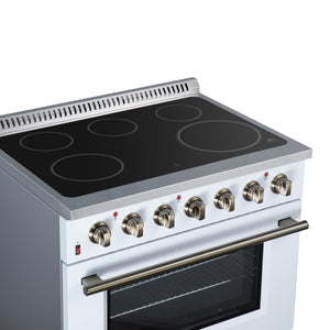 Forno Galiano 36-Inch Electric Range FFSEL6083-36 – White – Electric Range FFSEL6083 36WHT Cooktop Left Angle 2026 07 22