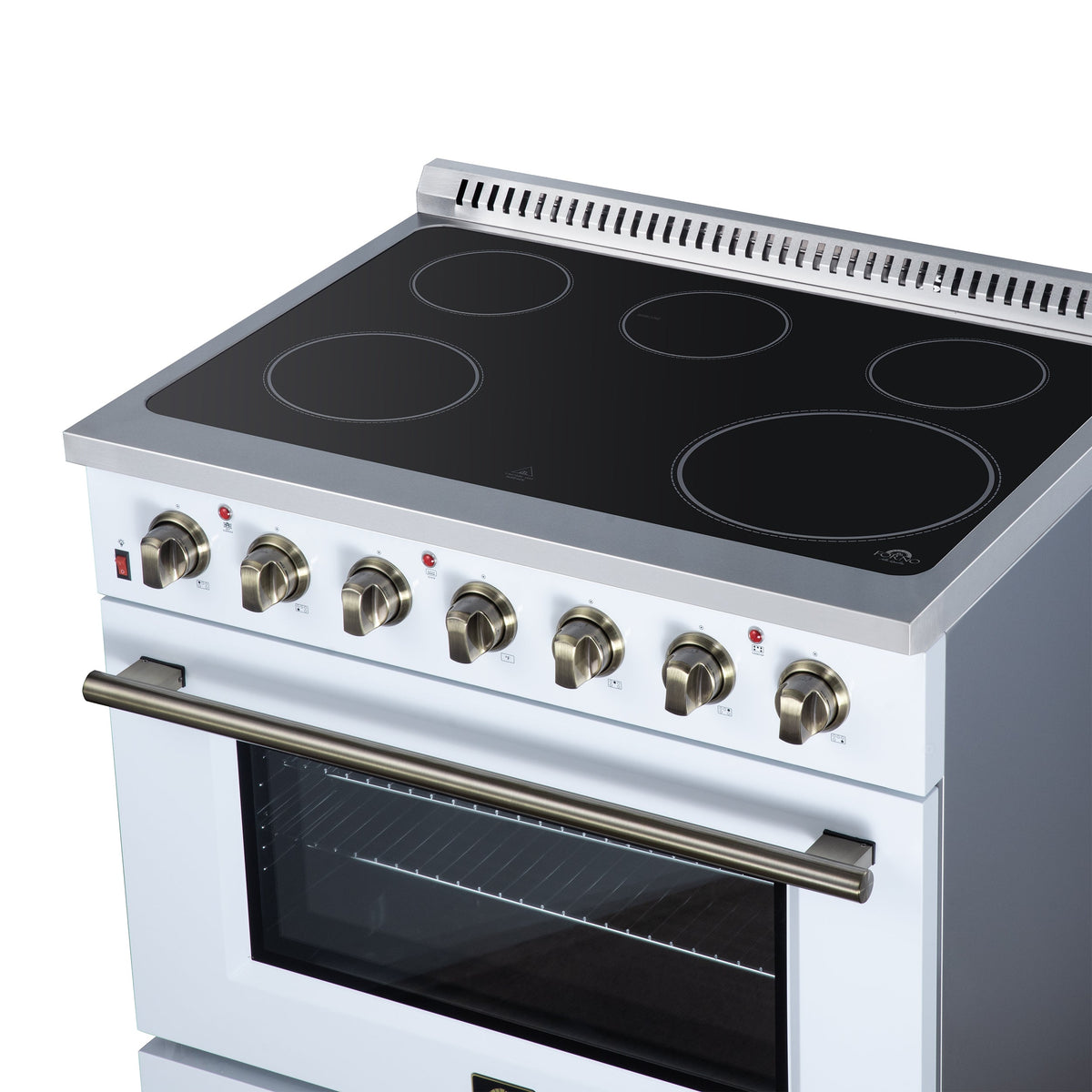 Forno Galiano 36-Inch Electric Range FFSEL6083-36 – White – Electric Range FFSEL6083 36WHT Cooktop Right Angle 2026 07 22