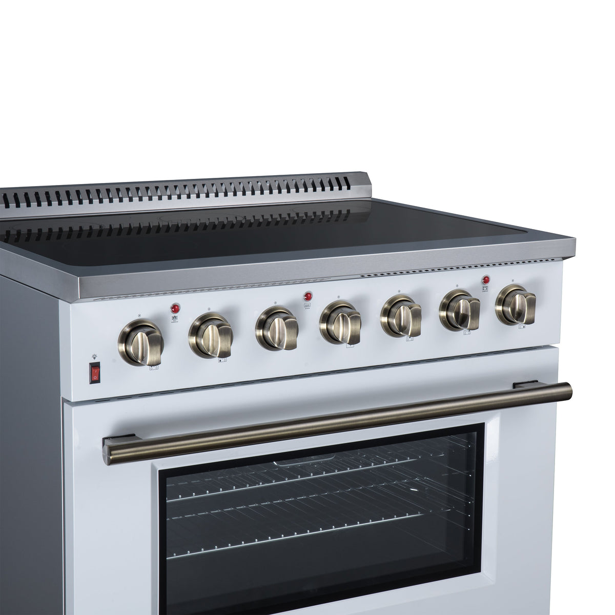 Forno Galiano 36-Inch Electric Range FFSEL6083-36 – White – Electric Range FFSEL6083 36WHT Left Angle Close Up 2026 07 22