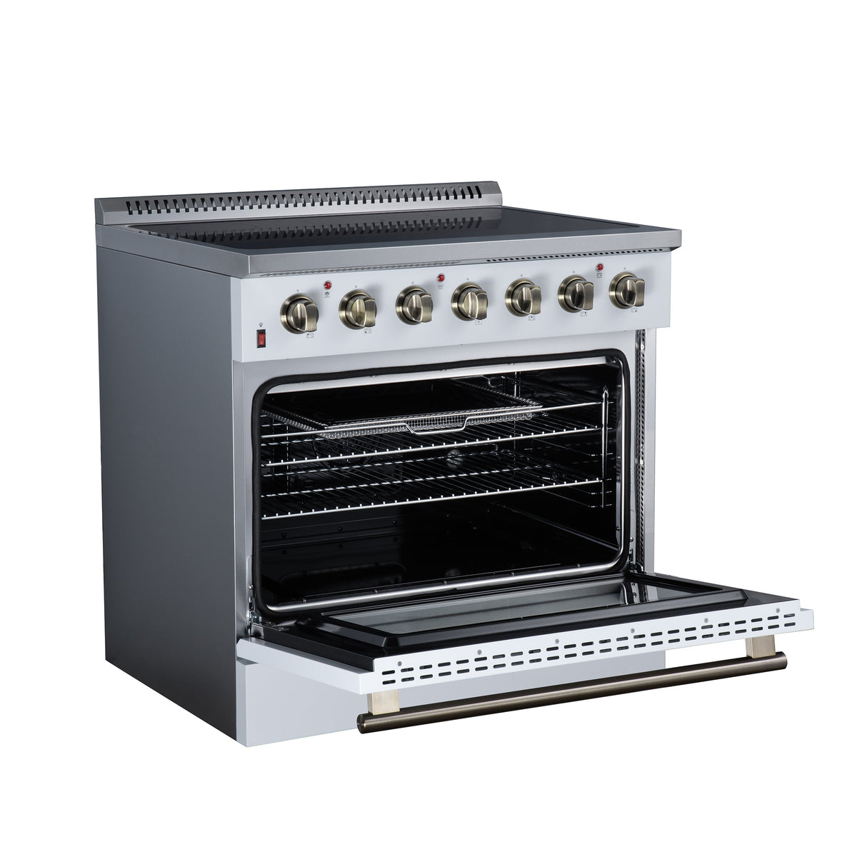 Forno Galiano 36-Inch Electric Range FFSEL6083-36 – White – Electric Range FFSEL6083 36WHT Left Angle Open 2026 07 22