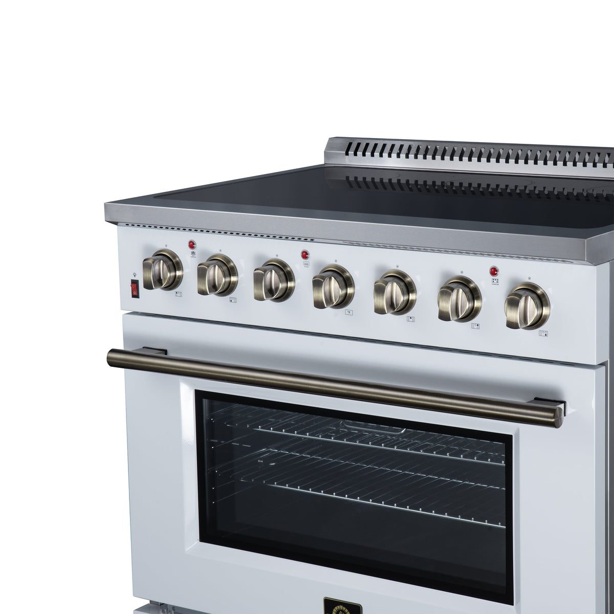 Forno Galiano 36-Inch Electric Range FFSEL6083-36 – White – Electric Range FFSEL6083 36WHT Right Angle Close Up 2026 07 22