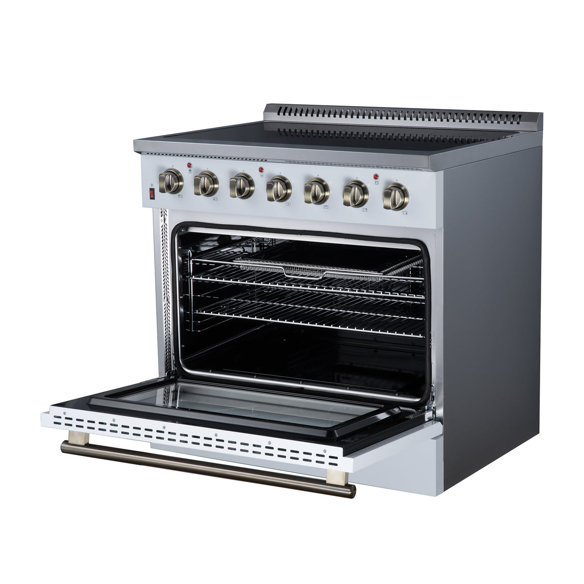 Forno Galiano 36-Inch Electric Range FFSEL6083-36 – White – Electric Range FFSEL6083 36WHT Right Angle Open 2026 07 22