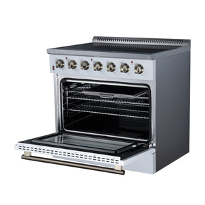 Forno Galiano 36-Inch Electric Range FFSEL6083-36 – White – Electric Range FFSEL6083 36WHT Right Angle Open 2026 07 22