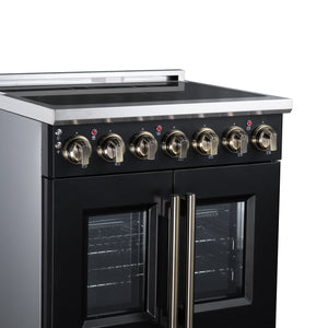 Forno Massimo 30-Inch Electric Range FFSEL6955-30 – Black – Electric Range FFSEL6955 30BLK Left Angle Close Up 2026 07 28