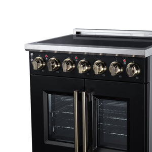 Forno Massimo 30-Inch Electric Range FFSEL6955-30 – Black – Electric Range FFSEL6955 30BLK Right Angle Close Up 2026 07 28