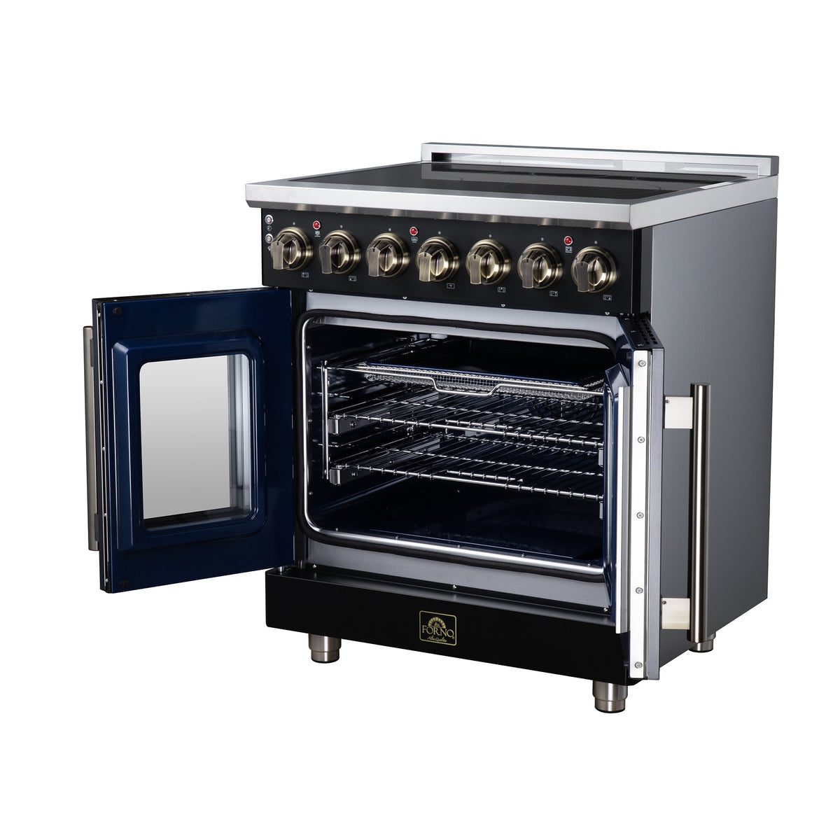 Forno Massimo 30-Inch Electric Range FFSEL6955-30 – Black – Electric Range FFSEL6955 30BLK Right Angle Open 2026 07 28