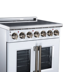 Forno Massimo 30-Inch Electric Range FFSEL6955-30 – White – Electric Range FFSEL6955 30WHT Left Angle Close Up 2026 07 28