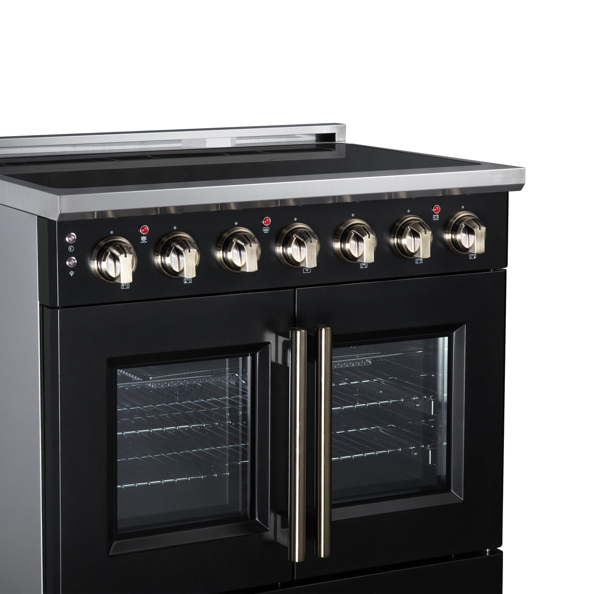 Forno Massimo 36-Inch Electric Range FFSEL6955-36 – Black – Electric Range FFSEL6955 36BLK Left Angle Close Up 2026 07 28