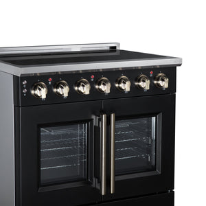 Forno Massimo 36-Inch Electric Range FFSEL6955-36 – Black – Electric Range FFSEL6955 36BLK Left Angle Close Up 2026 07 28