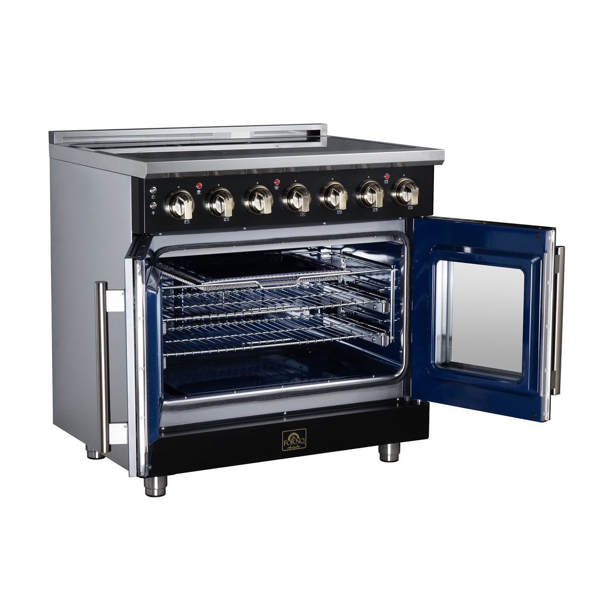 Forno Massimo 36-Inch Electric Range FFSEL6955-36 – Black – Electric Range FFSEL6955 36BLK Left Angle Open 2026 07 28