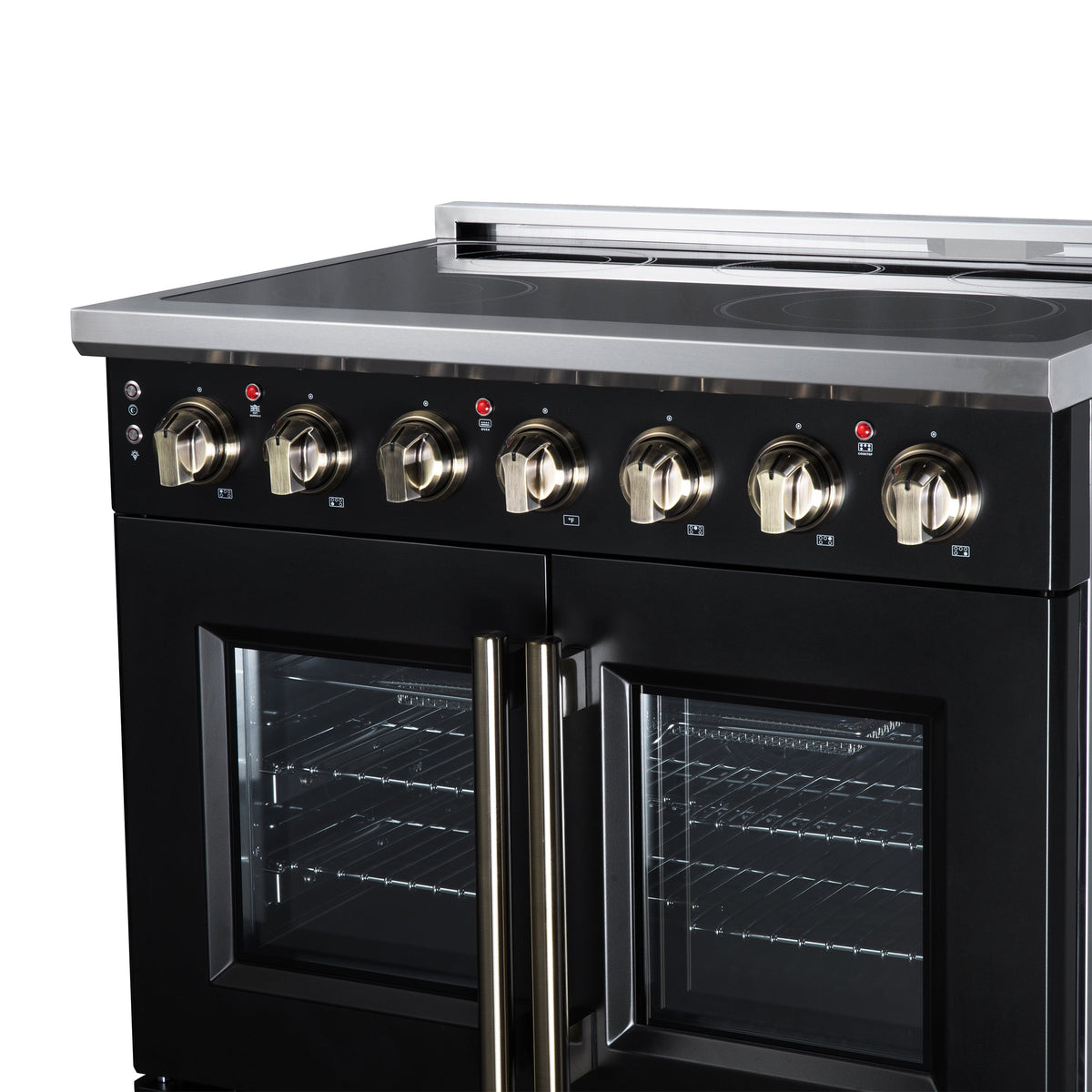 Forno Massimo 36-Inch Electric Range FFSEL6955-36 – Black – Electric Range FFSEL6955 36BLK Right Angle Close Up 2026 07 28