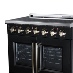 Forno Massimo 36-Inch Electric Range FFSEL6955-36 – Black – Electric Range FFSEL6955 36BLK Right Angle Close Up 2026 07 28