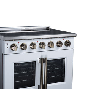 Forno Massimo 36-Inch Electric Range FFSEL6955-36 – White – Electric Range FFSEL6955 36WHT Left Angle Close Up 2026 07 28