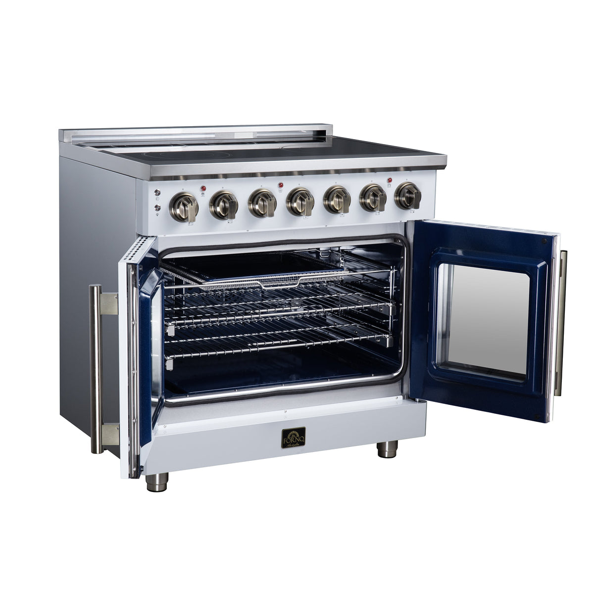 Forno Massimo 36-Inch Electric Range FFSEL6955-36 – White – Electric Range FFSEL6955 36WHT Left Angle Open 2026 07 28