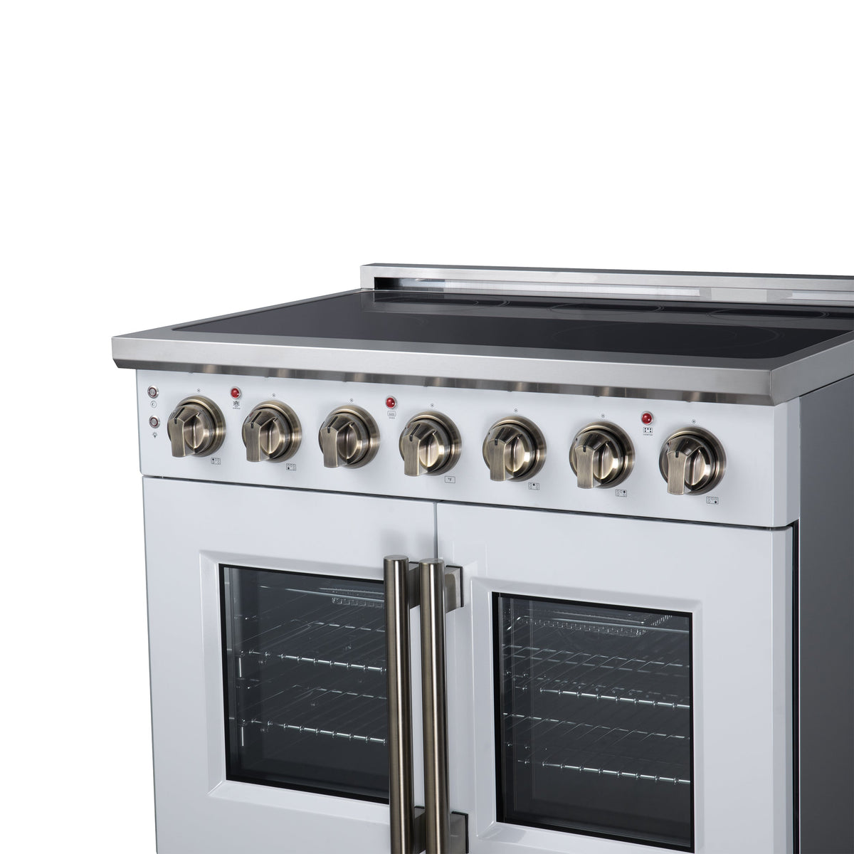 Forno Massimo 36-Inch Electric Range FFSEL6955-36 – White – Electric Range FFSEL6955 36WHT Right Angle Close Up 2026 07 28