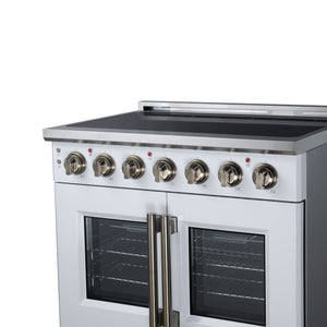 Forno Massimo 36-Inch Electric Range FFSEL6955-36 – White – Electric Range FFSEL6955 36WHT Right Angle Close Up 2026 07 28