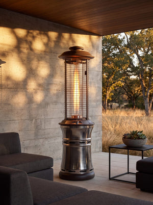 Lava Heat Italia Ember patio heater in Gunmetal - outdoor setting