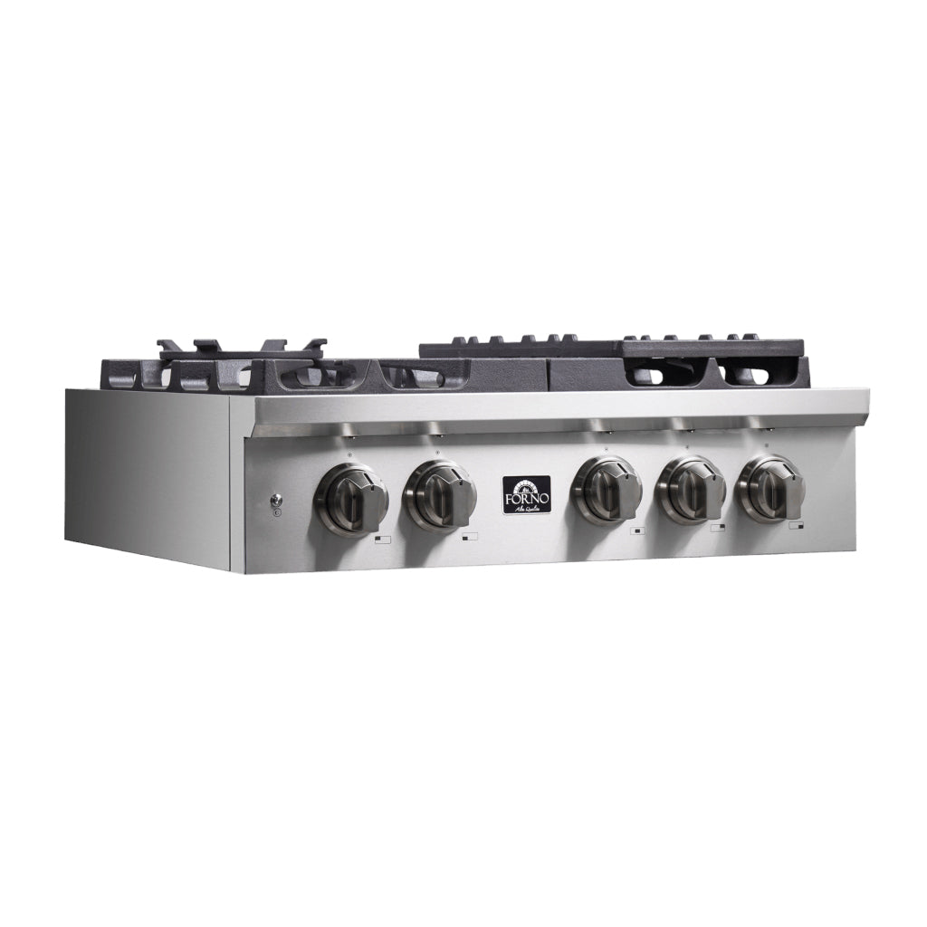 Forno Qualita 30-Inch Gas Rangetop FCTGS5751-30 – Stainless Steel – FCTGS5751 30 Forno Spezia Alta Qualita 30 Pro Style Gas Rangetop control knobs 1024x1024