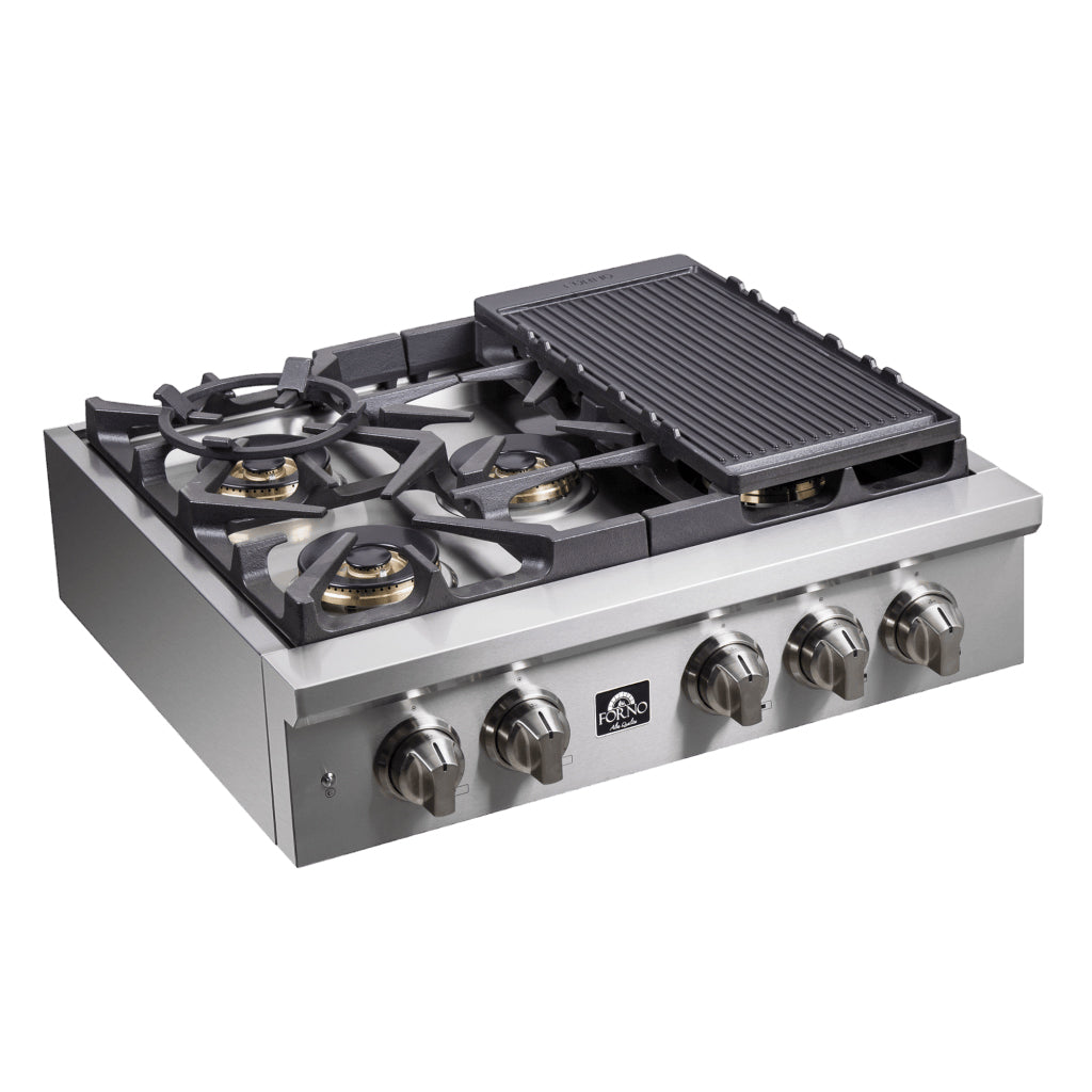 Forno Qualita 30-Inch Gas Rangetop FCTGS5751-30 – Stainless Steel – FCTGS5751 30 Forno Spezia Alta Qualita 30 Pro Style Gas Rangetop griddle 1024x1024