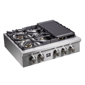 Forno Qualita 30-Inch Gas Rangetop FCTGS5751-30 – Stainless Steel – FCTGS5751 30 Forno Spezia Alta Qualita 30 Pro Style Gas Rangetop griddle 1024x1024