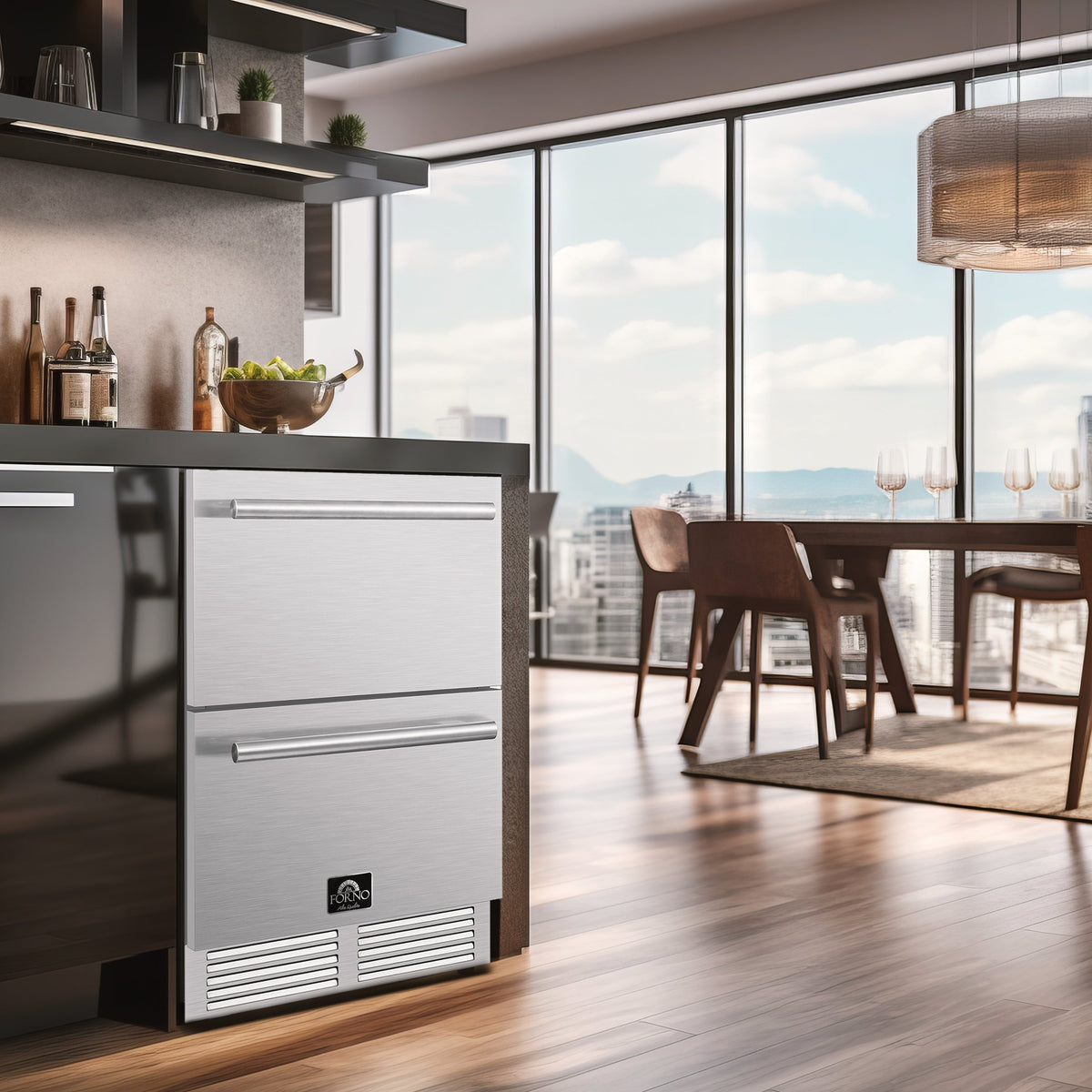 Forno Como 24-Inch Drawer Refrigerator & Freezer FDROD1611-24 – Stainless Steel – FDROD1611 24S forno como indoor outdoor drawer refrigerator lifestyle
