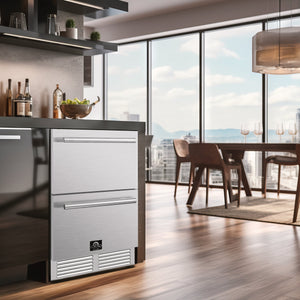 Forno Como 24-Inch Drawer Refrigerator & Freezer FDROD1611-24 – Stainless Steel – FDROD1611 24S forno como indoor outdoor drawer refrigerator lifestyle