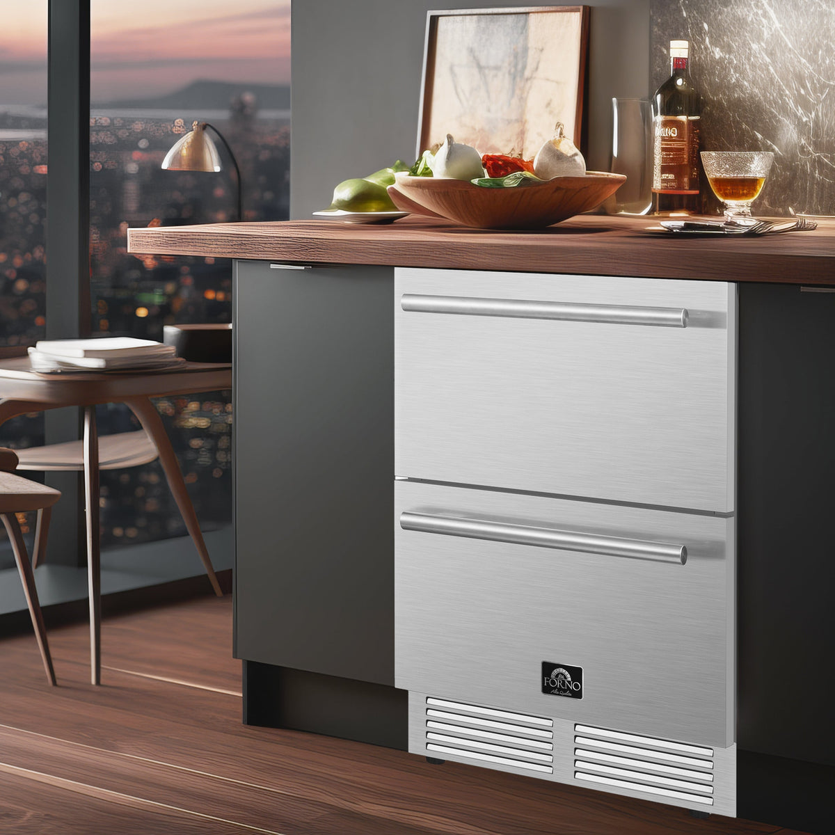 Forno Como 24-Inch Drawer Refrigerator & Freezer FDROD1611-24 – Stainless Steel – FDROD1611 24S forno como indoor outdoor drawer refrigerator lifestyle3