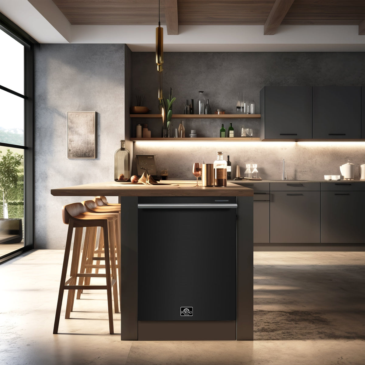 Forno Kitchen Appliance Package FBDL-007-02US – Stainless Steel – FDWBI8067 24BLK pozzo dishwasher lifestyle