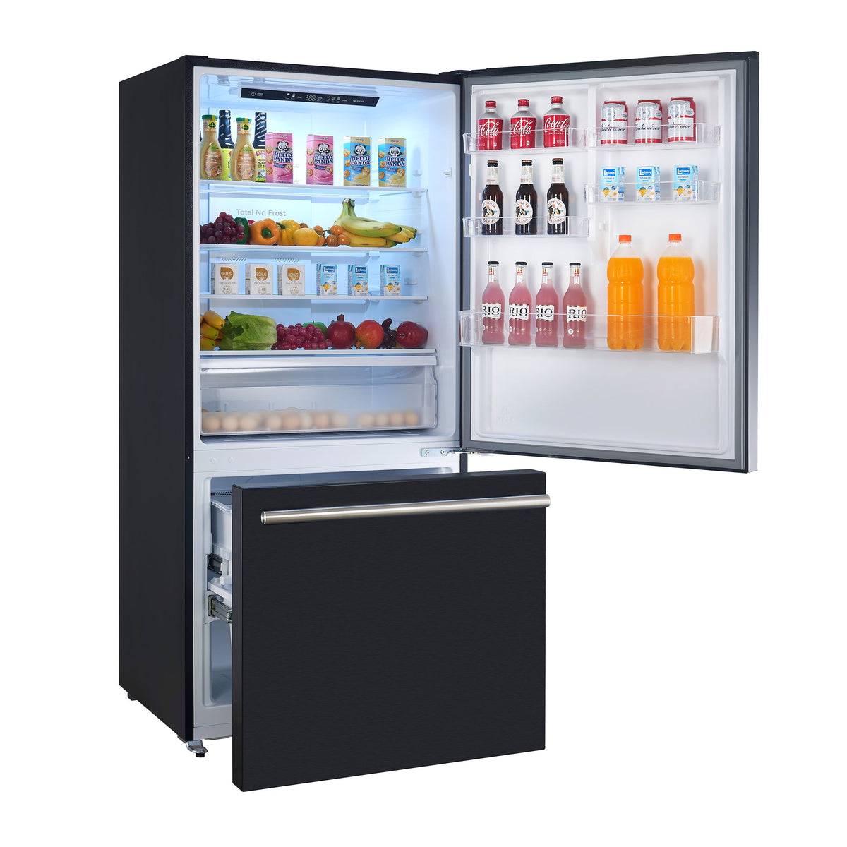 Forno Kitchen Appliance Package FBDL-001-02US – Stainless Steel – FFFFD1785 31BLK forno milano black fridge side open