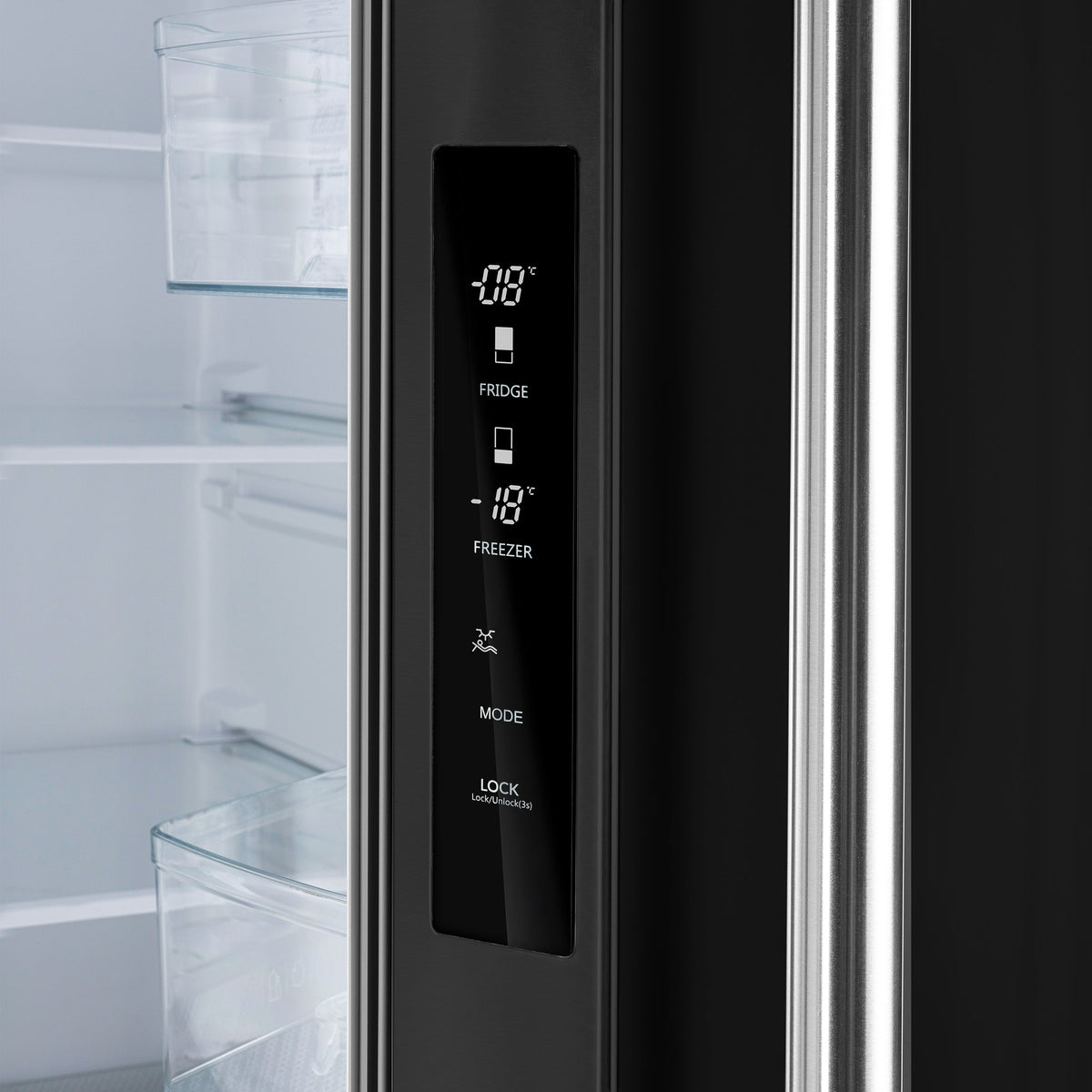 Forno Gallipoli 30-Inch French Door Refrigerator FFFFD1974-31 – Black – FFFFD1974 31BLK French Doors Refrigerator Control Panel