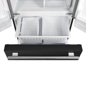 Forno Kitchen Appliance Package FBDL-003-15US – Stainless Steel – FFFFD1974 31BLK French Doors Refrigerator Front Bottom Freezer Open
