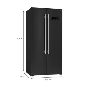 Forno Salerno 33-Inch Side-by-Side Refrigerator FFRBI1805-33 – Black – FFRBI1805 33BLK forno salerno black refrigerator dimensions