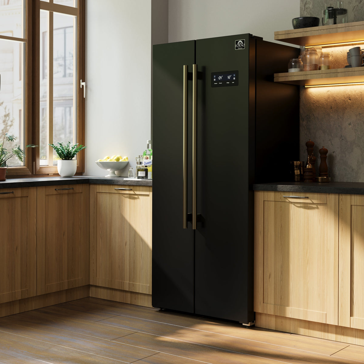 Forno Salerno 33-Inch Side-by-Side Refrigerator FFRBI1805-33 – Black – FFRBI1805 33BLK Lifestyle