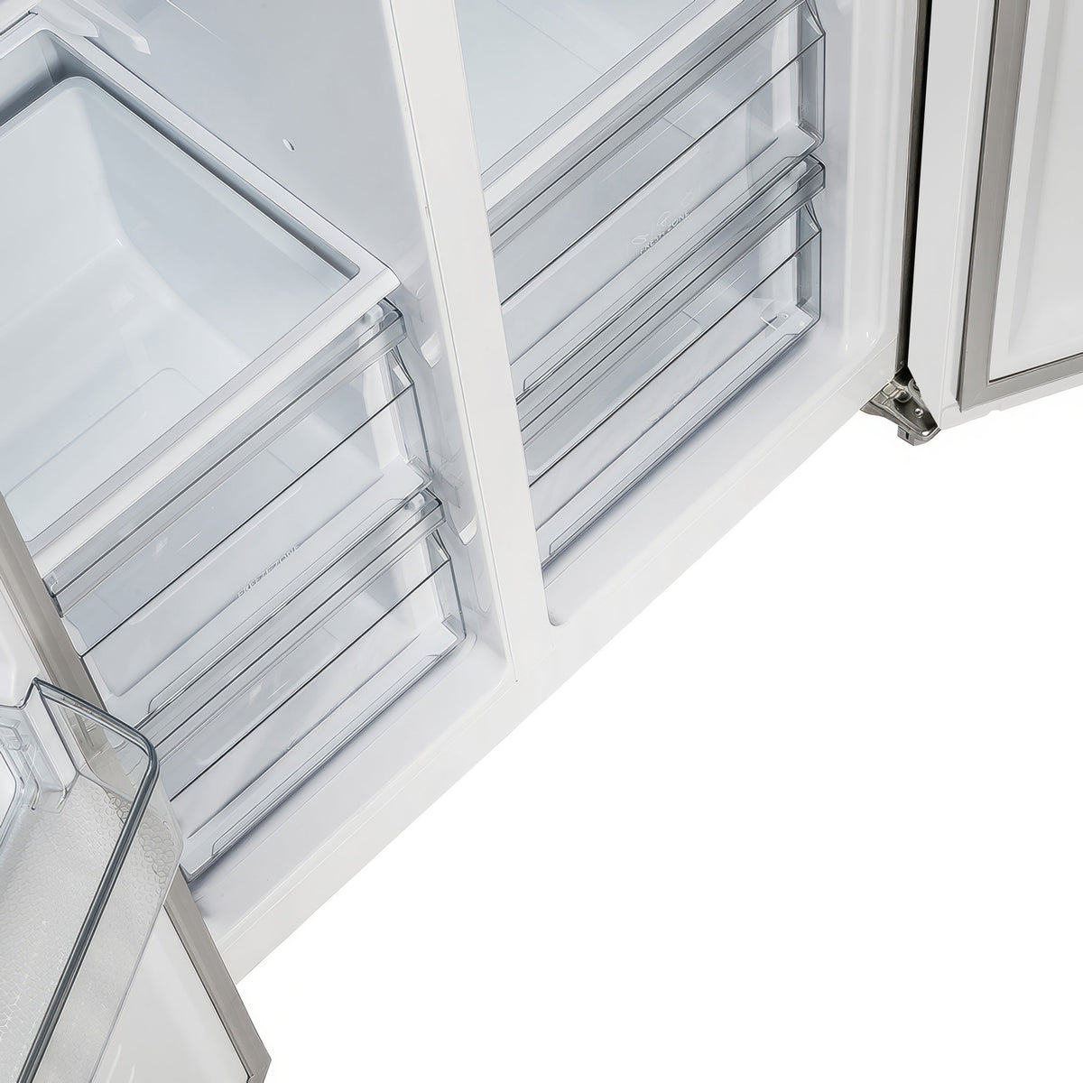 Forno Salerno 33-Inch Side-by-Side Refrigerator FFRBI1805-33 – White – FFRBI1805 33WHT forno salerno white refrigerator bottom interior
