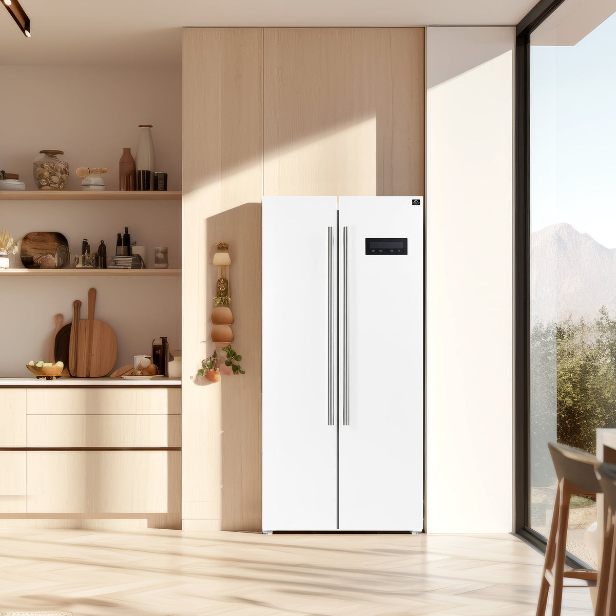 Forno Salerno 33-Inch Side-by-Side Refrigerator FFRBI1805-33 – White – FFRBI1805 33WHT forno salerno white refrigerator lifestyle