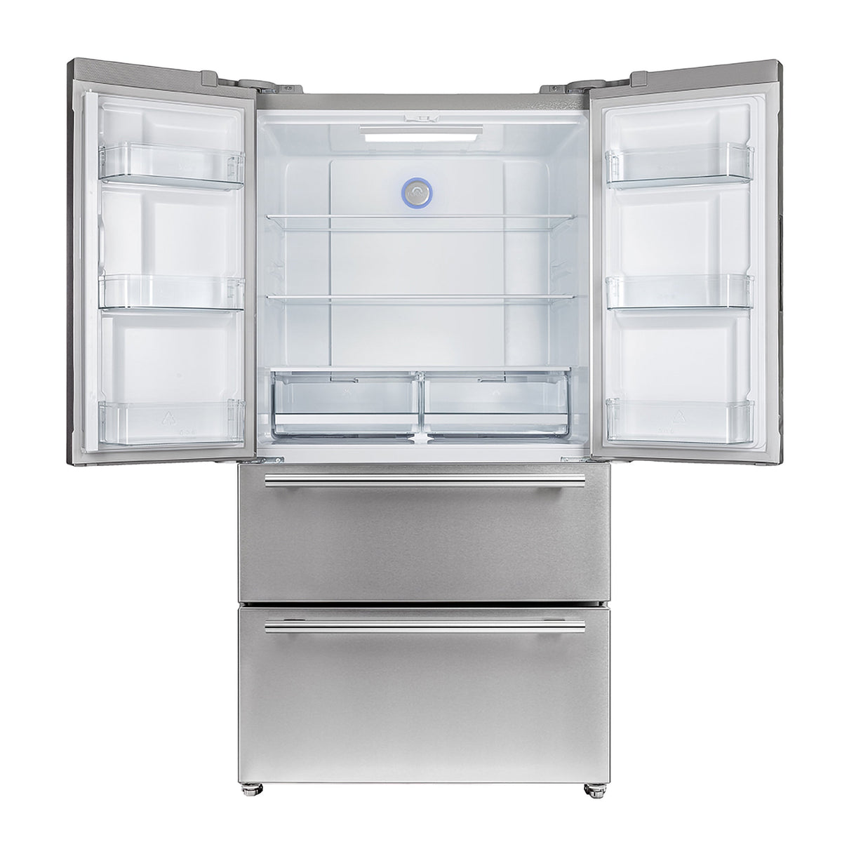 Forno Kitchen Appliance Package FBDL-020-02US – Stainless Steel – FFRBI1820 36SB moena french door refrigerator front open