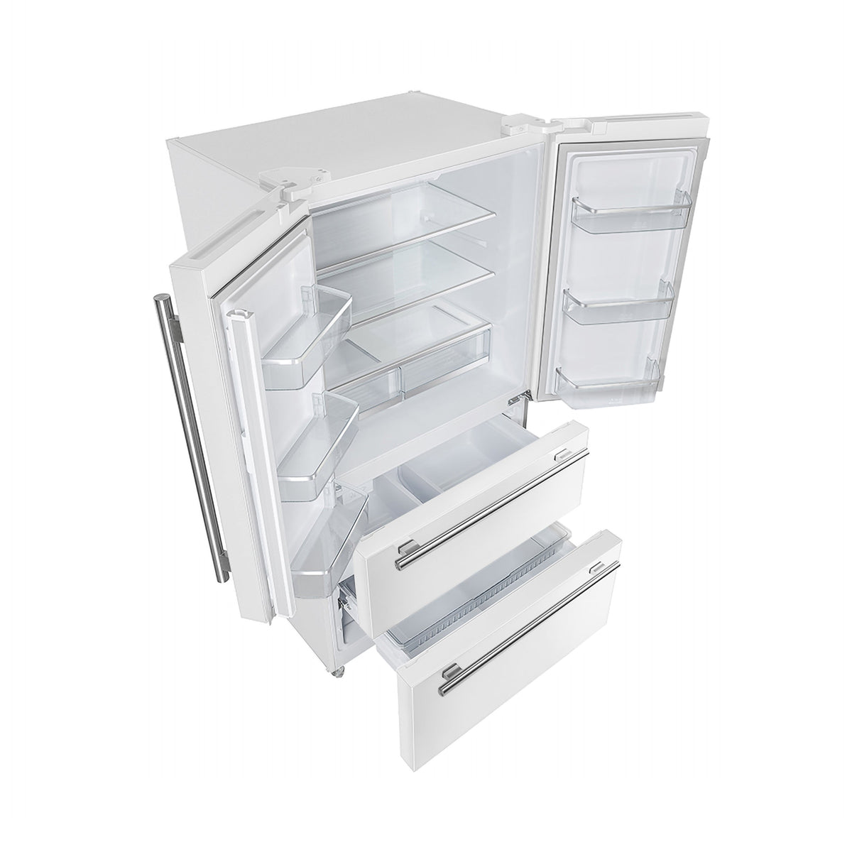 Forno Kitchen Appliance Package FBDL-003-09US – Stainless Steel – FFRBI1820 36WHT moena french door refrigerator side open