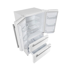 Forno Kitchen Appliance Package FBDL-003-09US – Stainless Steel – FFRBI1820 36WHT moena french door refrigerator side open