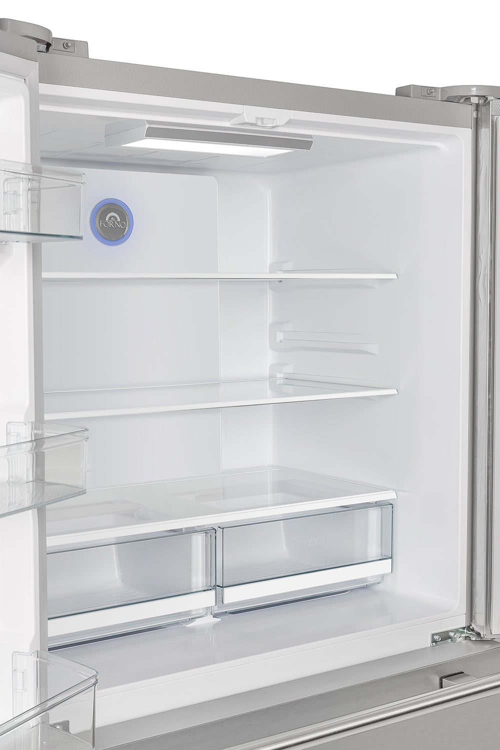 Forno Moena 40-Inch French Door Refrigerator FFRBI1820-40SG – Stainless Steel VCM – FFRBI1820 40SG Forno Moena Built In French Door Refrigerator inside door left