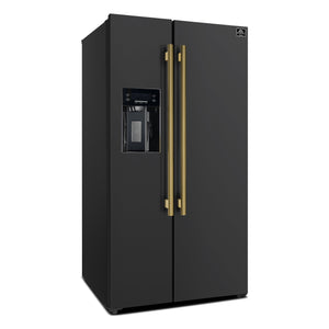 Forno Salerno 36-Inch Side-by-Side Refrigerator FFRBI1844-36 – Black – FFRBI1844 36BLK French Doors Refrigerator 45 Front Closed AB