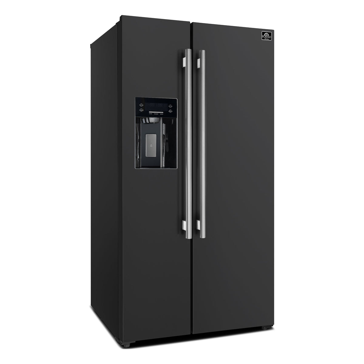 Forno Salerno 36-Inch Side-by-Side Refrigerator FFRBI1844-36 – Black – FFRBI1844 36BLK French Doors Refrigerator 45 Front Closed copy