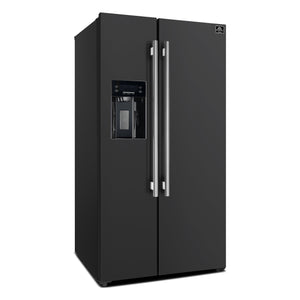 Forno Salerno 36-Inch Side-by-Side Refrigerator FFRBI1844-36 – Black – FFRBI1844 36BLK French Doors Refrigerator 45 Front Closed copy