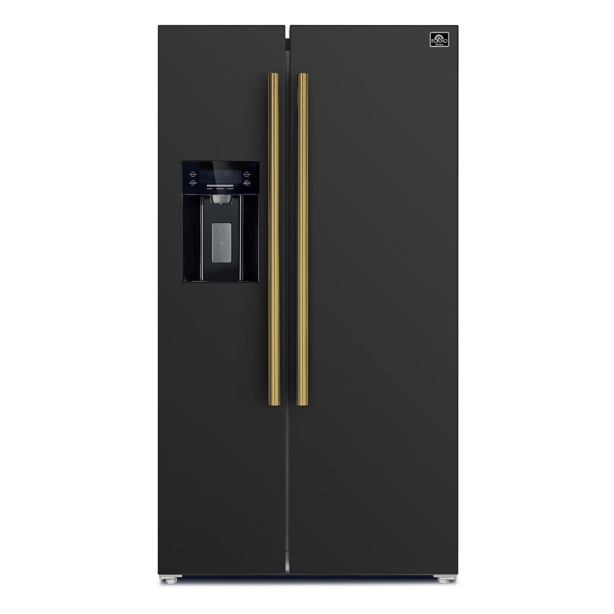 Forno Salerno 36-Inch Side-by-Side Refrigerator FFRBI1844-36 – Black – FFRBI1844 36BLK French Doors Refrigerator Front AB