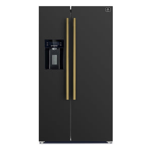 Forno Salerno 36-Inch Side-by-Side Refrigerator FFRBI1844-36 – Black – FFRBI1844 36BLK French Doors Refrigerator Front AB