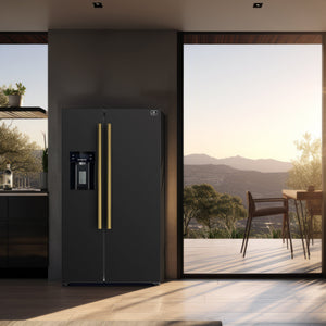 Forno Salerno 36-Inch Side-by-Side Refrigerator FFRBI1844-36 – Black – FFRBI1844 36BLK French Doors Refrigerator Lifestyle AB