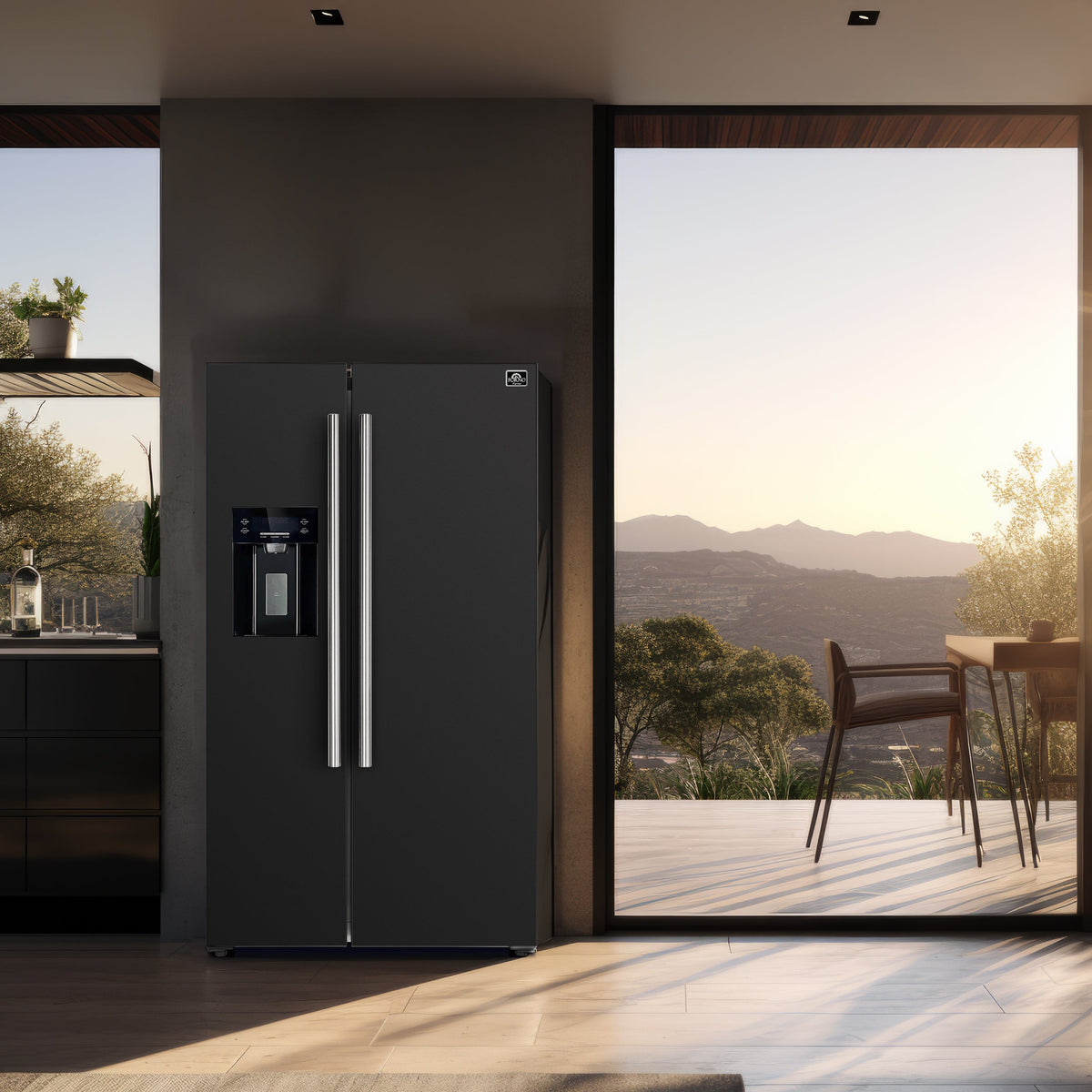 Forno Salerno 36-Inch Side-by-Side Refrigerator FFRBI1844-36 – Black – FFRBI1844 36BLK French Doors Refrigerator Lifestyle