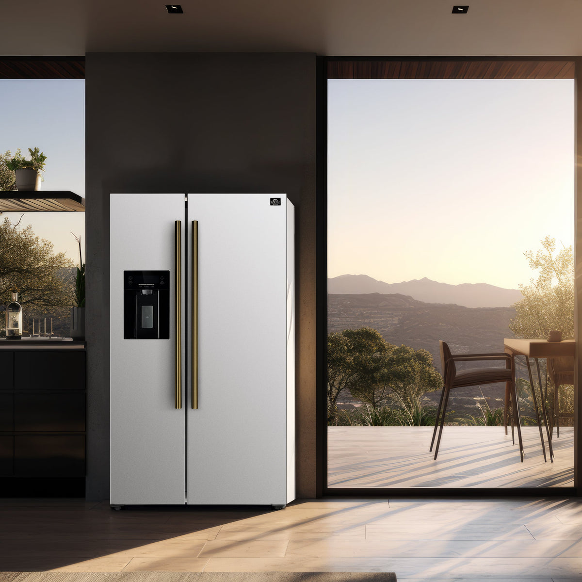 Forno Salerno 36-Inch Side-by-Side Refrigerator FFRBI1844-36 – White – FFRBI1844 36WHT French Doors Refrigerator Lifestyle AB