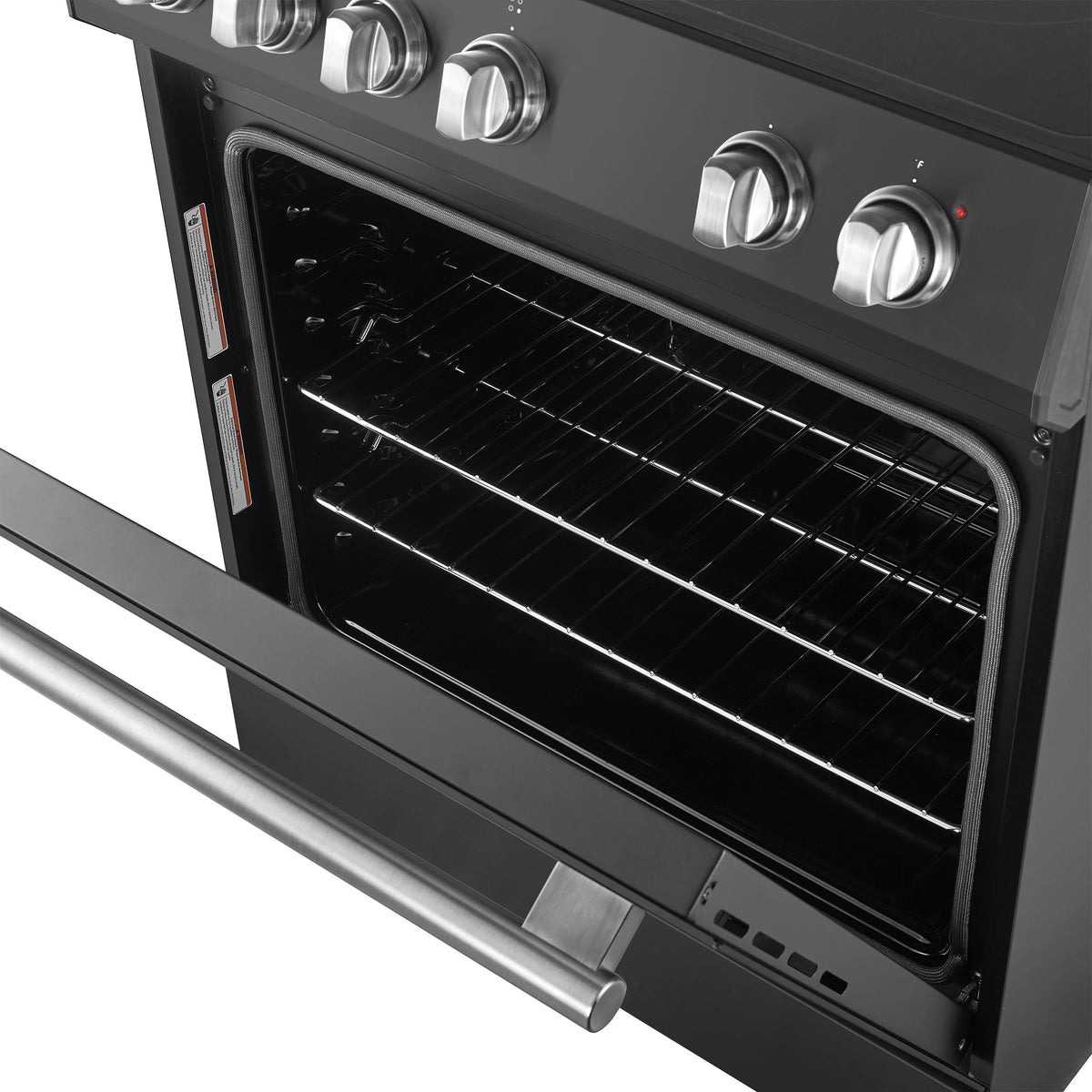 Forno Leonardo 30-Inch Electric Range FFSEL6012-30 – Black – FFSEL6012 30BLK leonardo espresso electric range door ajar